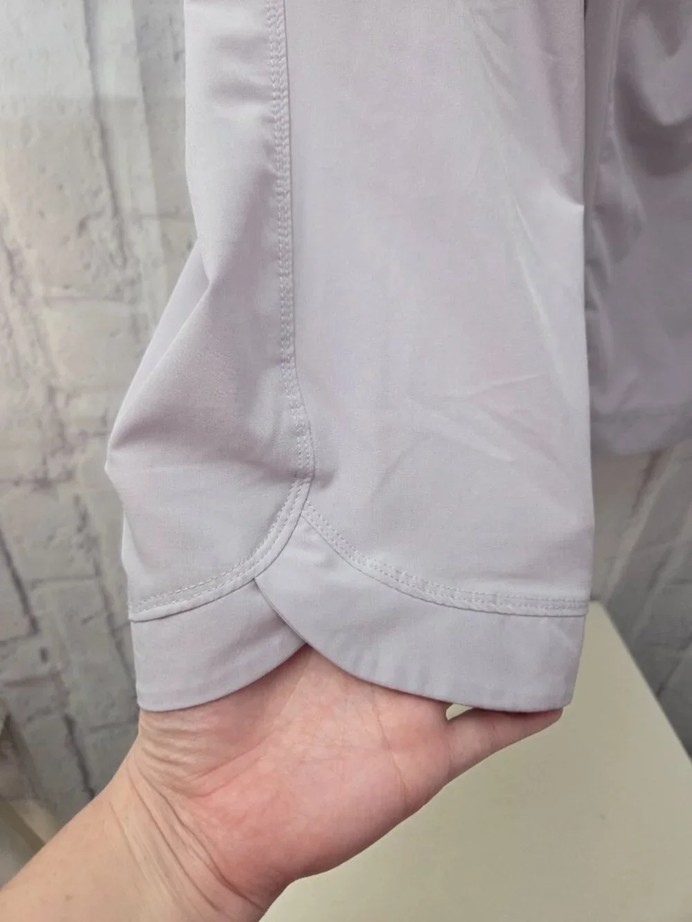 Apana Large Light Lavender Gray Drawstring Scalloped Jogger Pants Spring Casual